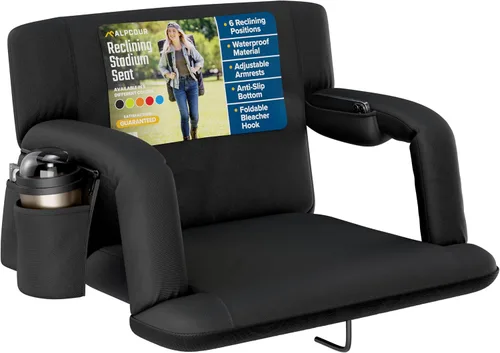Vista 16 de Alpcour Asiento plegable para estadio – Silla de apoyo para adultos amplios reclinables de lujo para adultos para blanqueadores – Mejor extra grueso