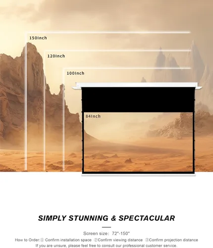 Vista 5 de VIVIDSTORM - Pantalla de proyector de cine blanco con tensión motorizada Phantom empotrada en el techo desde 2004-72 pulgadas para proyector normal
