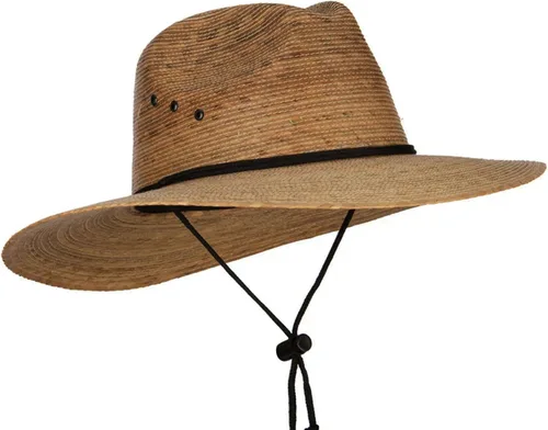 Vista 4 de Sombrero Fedora de ala grande con trenza de palma para hombre Dk Palm