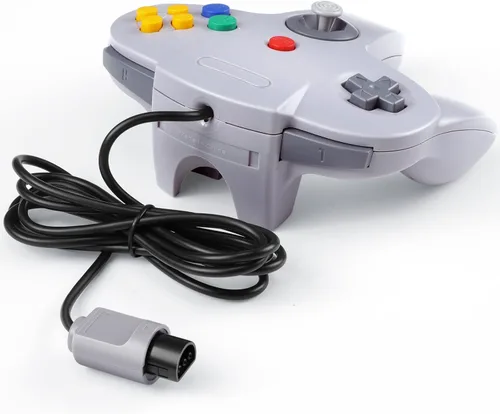 Vista 7 de Controlador N64 con cable clásico Gamepad Joystick para consola N64 (paquete de 2 gris)
