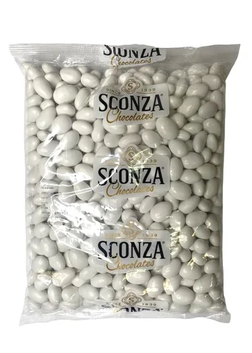 Vista 2 de Sconza Almendras Jordan Almendras de California con revestimiento de caramelo blanco Dulces de boda, bebé, despedida de soltera Fabricado