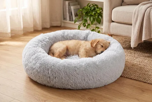 Vista 21 de SAVFOX Camas de felpa calmantes para perros, cama de perro dona para perros pequeños, medianos, grandes y extragrandes, cama cómoda para perros