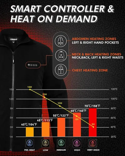 Vista 2 de ARRIS Men`s Heated Fleece Jacket with Battery, Electric Heating Coat Full Zip with Hand Warmer