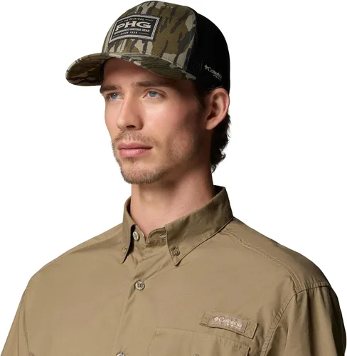 Vista 3 de Columbia Gorra unisex de malla de camuflaje PHG Signo Mossy Oak Bottomland/Negro/Phg
