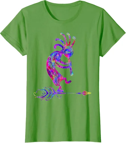 Vista 4 de Native American Kokopelli With Feather 2 - Camiseta Fan Fun, Negro, S