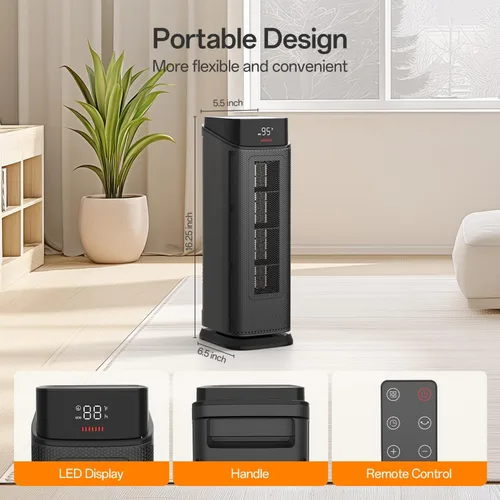 Vista 8 de BREEZOME Calentadores eléctricos portátiles de 1500W para oficina