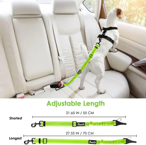 Vista 35 de SlowTon Cinturón de seguridad para perro, correa de cinturón de seguridad ajustable para perro, 2 en 1, cinturón de seguridad para perro