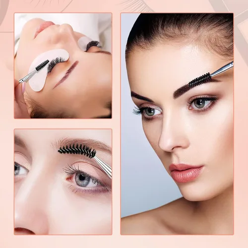 Vista 5 de G2PLUS 3 cepillos de cejas con tapa, cepillo portátil y flexible, cepillos de rímel de pestañas, aplicador, herramientas de maquillaje para Negro