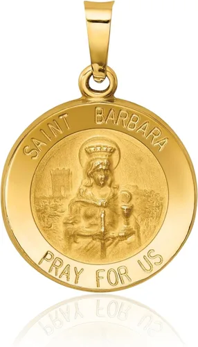 Vista 3 de IceCarats Colgante de oro amarillo de 14 quilates con medalla de Santa Bárbara