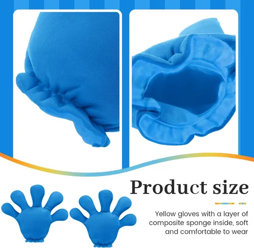 Vista 28 de Geyoga 2 pares de guantes grandes de disfraz de manos de dibujos animados, guantes de Halloween para fiestas, cumpleaños, juegos de rol, disfraces