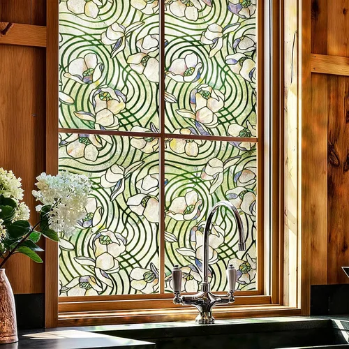Vista 19 de Película 3D para ventana de vitral, película decorativa de privacidad para ventana de baño, puerta delantera, hogar, bloqueo solar, control
