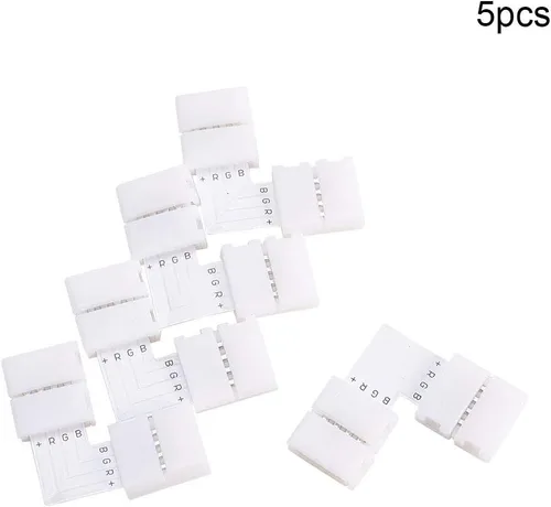 Vista 3 de Othmro 5 unids L forma 4 Pin LED tira de luz dividida conectores para SMD 5050 Multicolor LED tira