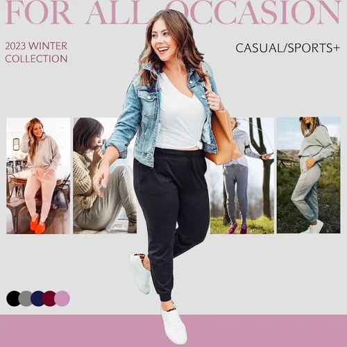 Vista 4 de NEW YOUNG 3 Pack Fleece Lined Sweatpants for Women-Womens Joggers Pants with Pockets Workout Yoga Pants