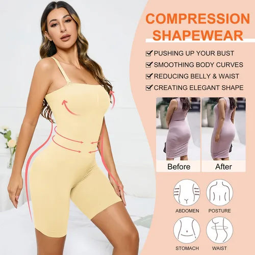 Vista 4 de ACPLK Strapless Shapewear Bodysuit for Women Tummy Control Full Body Shapewear Butt Lifter Mid Thigh