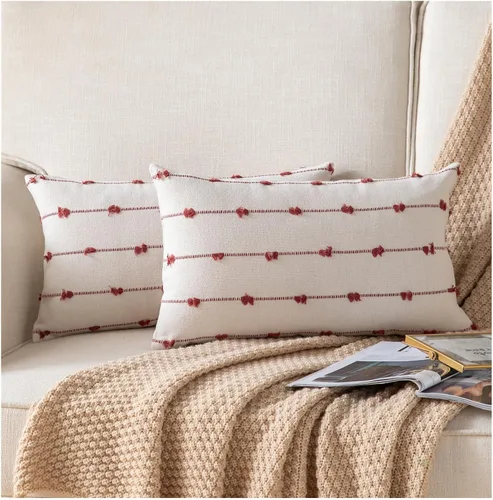 Vista 20 de Caflife Fundas de Almohada Decorativas Boho 18x18 pulgadas Beige y Negro, Juego de 2 Fundas de Almohada Decorativas Modernas Estilo Granja para Sofá