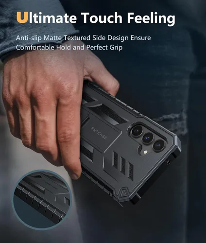 Vista 6 de FNTCASE para Samsung Galaxy S23-FE Funda: Funda protectora dura de grado militar con atril Protector de pantalla Funda protectora a prueba