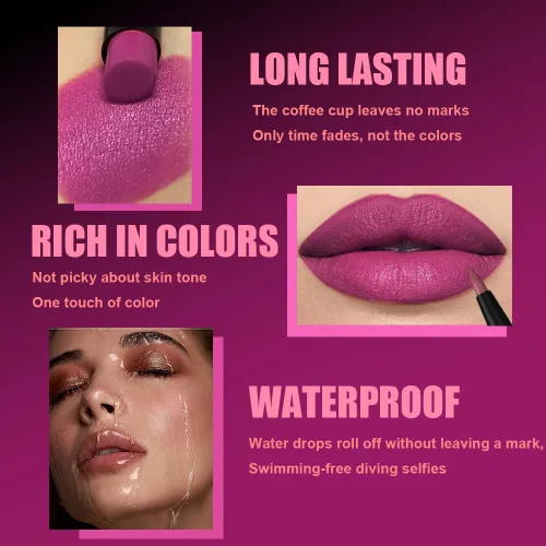 Vista 4 de AMY'S DIARY Juego de 2 lápices labiales y delineadores de labios rosa y morado, kit de delineador de labios y lápiz labial para mujeres, lápiz