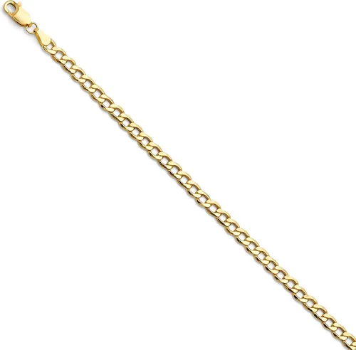 Vista 18 de 14k REAL Yellow/Two Tone Gold Bevelled Hollow 11mm, 9mm, 6.5mm, 5mm, 4.5mm, 3.5mm, 2.5mm, 2mm Cuban Curb Chain Necklace/Bracelet with Lobster Claw