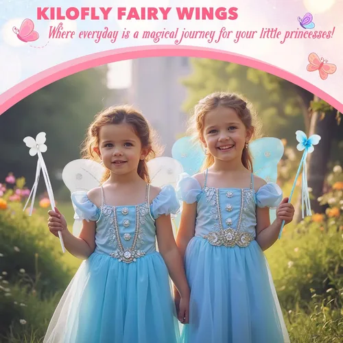 Vista 5 de kilofly 4 juegos de alas de mariposa de ángel, alas de hada, disfraz de princesa