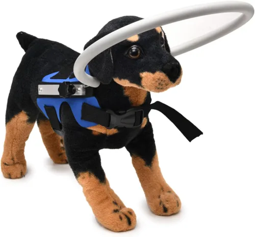 Vista 5 de GabeFish Arnés de anillo para perro ciego, anillo ciego ligero para mascotas, protector de golpes para perros ciegos, azul, pequeño