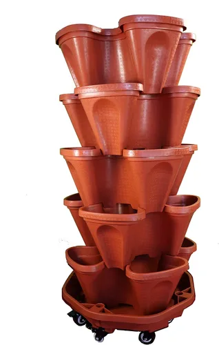 Vista 2 de Mr. Stacky Nueva bandeja de rodillos - 18 pulgadas - 6 ruedas - Color terracota..