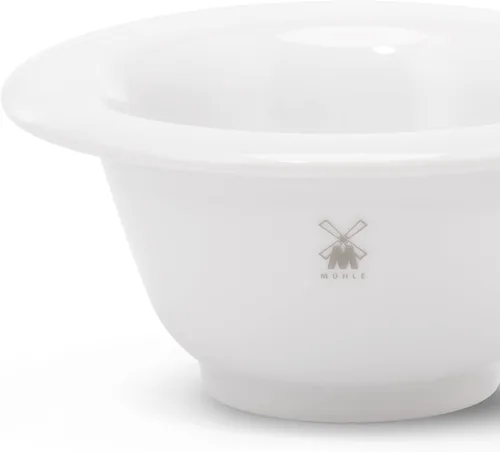 Vista 3 de MÜHLE Plato de afeitar con borde platino de porcelana blanca