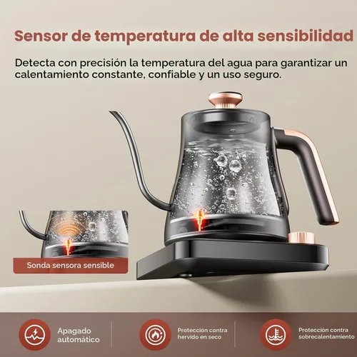 Vista 5 de OLEGA Hervidor eléctrico de cuello de cisne: tetera eléctrica de 1000 W con control de temperatura Hervidor de té eléctrico de acero inoxidable