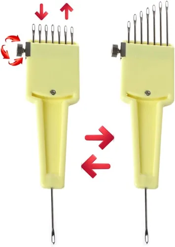 Vista 3 de Mollytek Herramienta de transferencia de máquina de tejer peine 1x7 agujas Herramienta de transferencia ajustable para máquina de tejer de 0.177