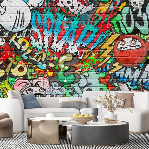 Vista 90 de SIGNFORD - Papel tapiz de colorido diseño de graffiti, removible para dormitorio o sala de estar, 66 x 96 pulgadas Graffiti1-2001-y09