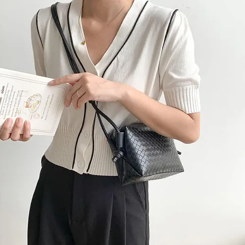 Vista 6 de UPSONG Bolsos cruzados tejidos para mujer, bolsos ligeros de cuero a la moda, bolso de hombro, bolso para teléfono, bolso de mensajero para mujer