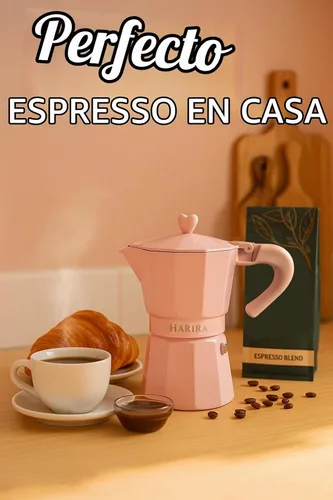 Vista 7 de HARIRA Cafetera de 9 tazas de café de estilo italiano y cubano, cafetera de aluminio duradera con mango ergonómico, rica infusión aromática