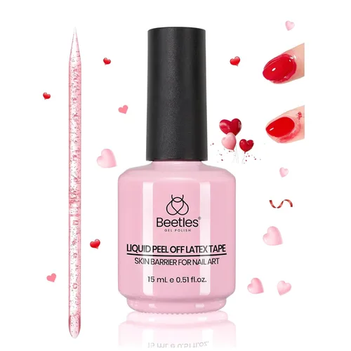 Vista 8 de Beetles - Látex líquido para uñas, 0.5 onzas líquidas, protector de cutículas con barra de plástico para cuidado de uñas, diseño de uñas