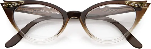 Vista 8 de zeroUV Gafas de ojo de gato con cristales transparentes con diamantes de imitación retro para mujer, 2.008 in