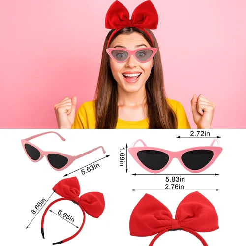 Vista 3 de Liitrsh 5 accesorios de disfraz de Halloween para adultos, incluyen vestido de cosplay, diadema con lazo, cinturón elástico, pantimedias y lentes