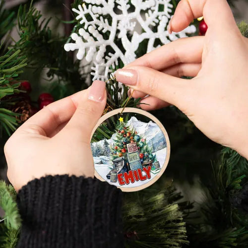 Vista 4 de Adorno personalizado de contador para hombres y mujeres, para colgar en el árbol, artículos de decoración de puerta del hogar, acrílico, 2.90 x 2.90