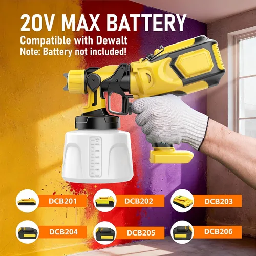 Vista 5 de Pulverizador de pintura inalámbrico compatible con batería Dewalt de 20 V MAX (sin batería), pistola de pintura eléctrica con 4 boquillas y 3
