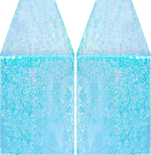 Vista 25 de Pufogu - Camino de mesa de lentejuelas brillantes de 12 x 72 pulgadas para fiestas de cumpleaños, decoración de bodas, despedidas de soltera