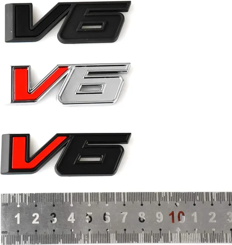 Vista 7 de CDD 2 calcomanías 3D de repuesto para placa de identificación de automóvil V6 para Canyon Colorado 17-21 (negro rojo)