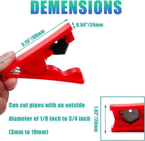 Vista 2 de Litoexpe 3 piezas de cortador de tubos de plástico PTFE, cortador de tubo rojo, cortador de manguera de tubo cuadrado para tubo de nailon PVC PU