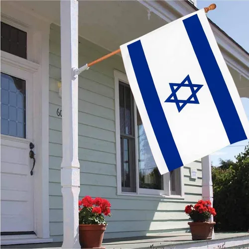 Vista 6 de Bandera de Israel de 2 x 3 pies con estampado de bandera israelí con colores vivos y ojales de latón para exhibición en todo tipo de clima, exterior