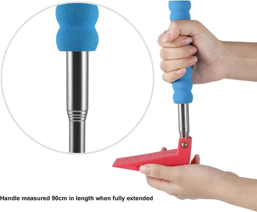 Vista 4 de Remedic Juego de 2 topes de puerta de mango largo – Cuña antideslizante sin doblez El mango extensible ayuda a colocar y quitar cuñas sin
