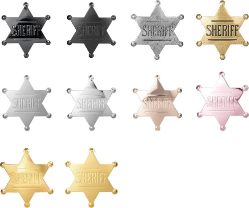 Vista 9 de Insignias del sheriff de marca, insignia del sheriff del metal para las niñas y adultos, insignia del chaleco de la policía occidental, insignia