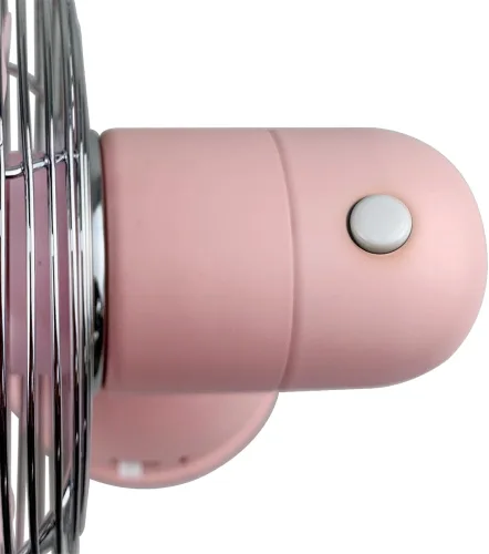 Vista 6 de Good Housekeeping 92516 Ventilador personal oscilante USB de 5" retro, todo de metal, color rosa