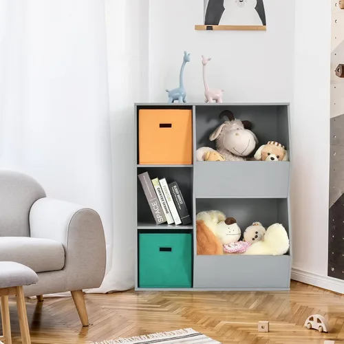 Vista 9 de Costzon Organizador de almacenamiento de juguetes para niños con 5 cubículos, estantería para niños y contenedores de almacenamiento de juguetes