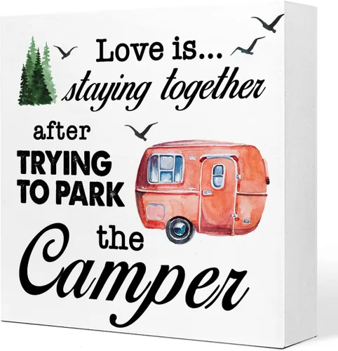 Vista 7 de Back That Thing Up - Cartel divertido de placa de madera para campamento, con cita rústica, bloque de madera para el hogar, cámper, decoración