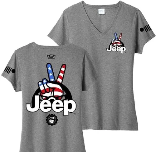 Vista 3 de Jeep Camiseta con cuello en V para mujer Wave USA
