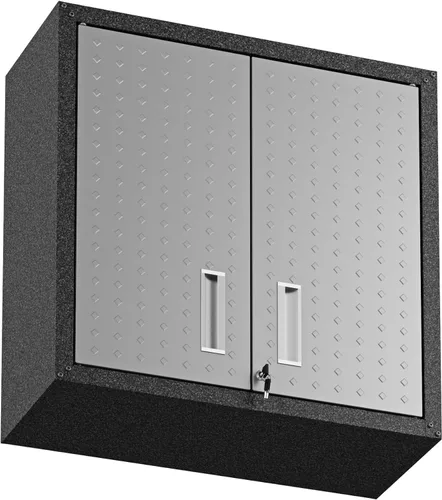 Vista 7 de Manhattan Comfort Fortress - Armario de almacenamiento flotante para garaje, negro/gris
