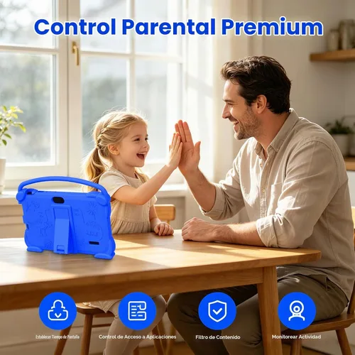 Vista 5 de Tablet para niños de 7 pulgadas, tableta Android para niños, 4 GB de RAM+32 GB ROM+1 TB expandir, tabletas para niños pequeños con funda a prueba