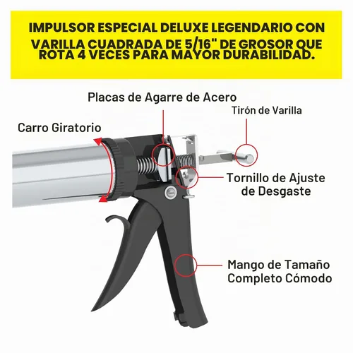 Vista 3 de Albion Engineering Company DL-45-T17 Línea Profesional Especial Deluxe Pistola de Calafateo Manual de Carga a Granel con Boquilla Metálica