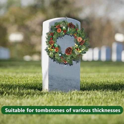 Vista 5 de Colgador de Corona de Lápida de Navidad- Se Ajusta 6"-11" Soporte Ajustable para Corona de Lápida de Cementerio- Soporte de Corona de Lápida